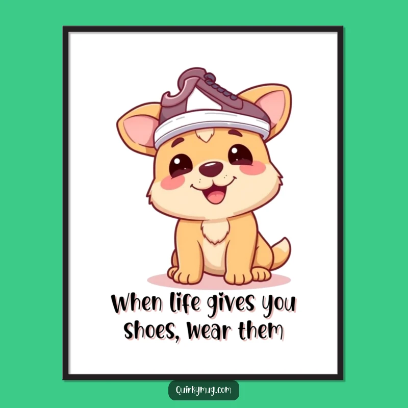 Funny Free Printable Wall Art: Dog's Shoe Hat Decor Downloadable Art
