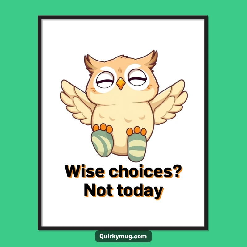 Funny Free Printable Wall Art: Giggling Owl Sock Flyer Downloadable Decor