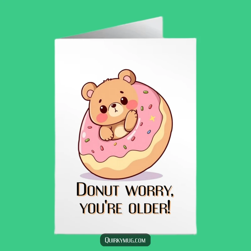 Free Printable Birthday Card: Funny Bear Donut Trip Surprise Downloadable Gift
