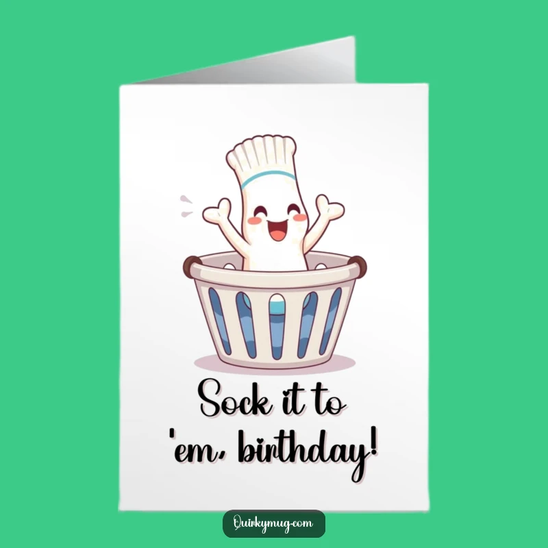 Free Printable Birthday Card: Giggling Sock Jumps for Joy - Funny Downloadable Gift