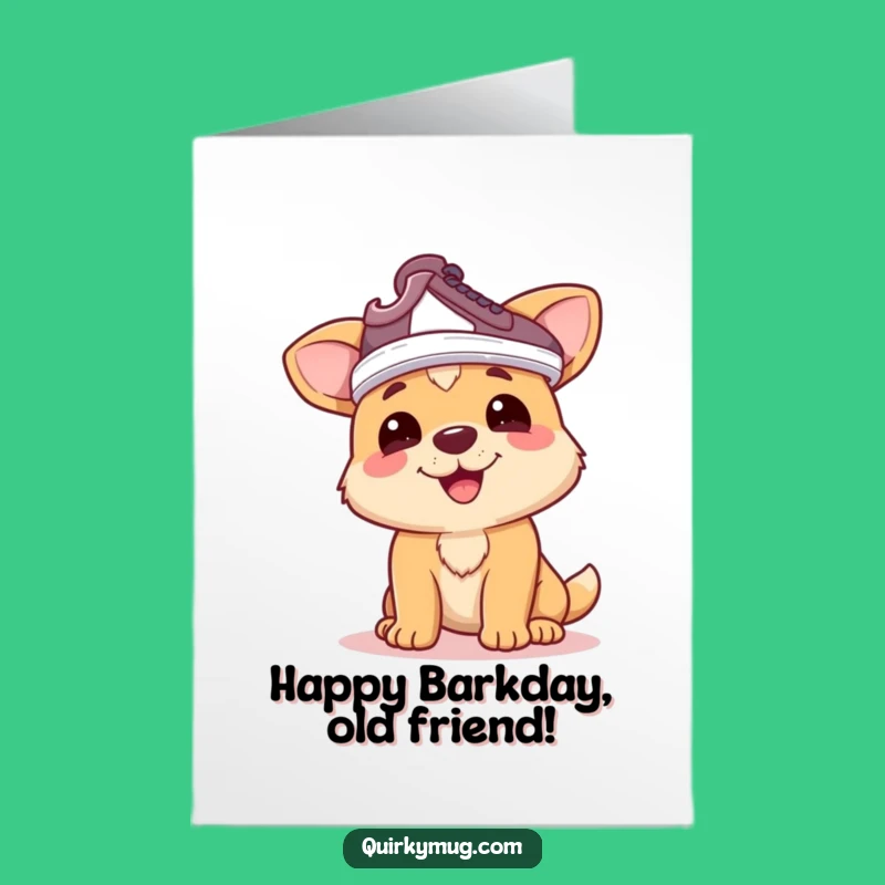 Free Printable Birthday Card: Silly Dog Shoe Hat Fun Downloadable Gift