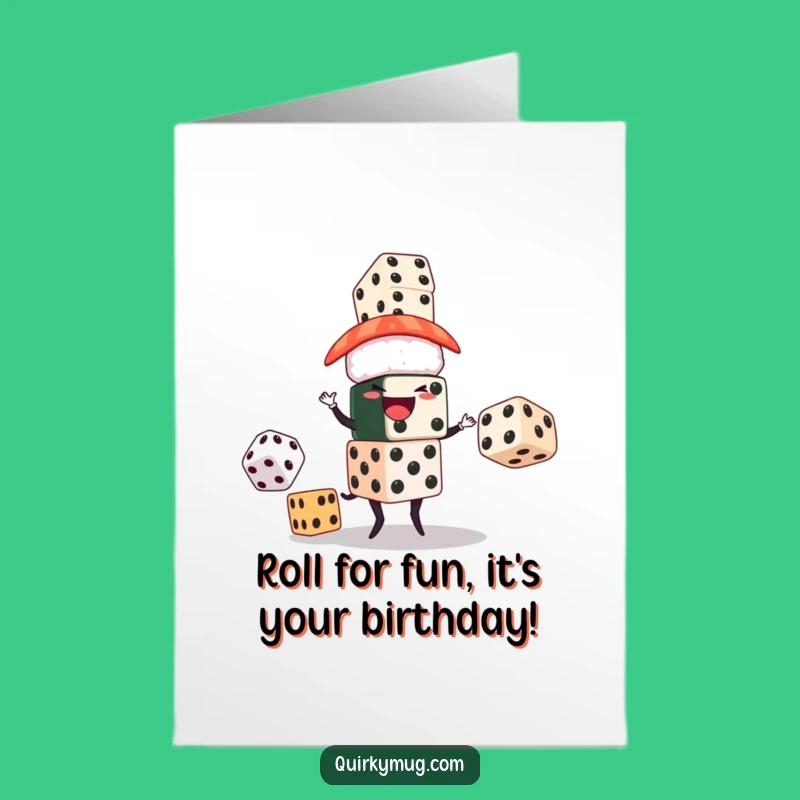 Free Printable Birthday Card: Sushi Dice Juggler, Fun Downloadable Gift