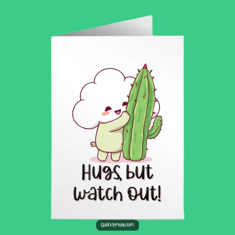 Free Printable Cloud Birthday Card: Hugging Cactus - Funny Downloadable Gift!