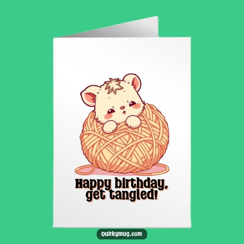 Free Printable Funny Birthday Card: Yarn Monster Animal Birthday Humorous Downloadable