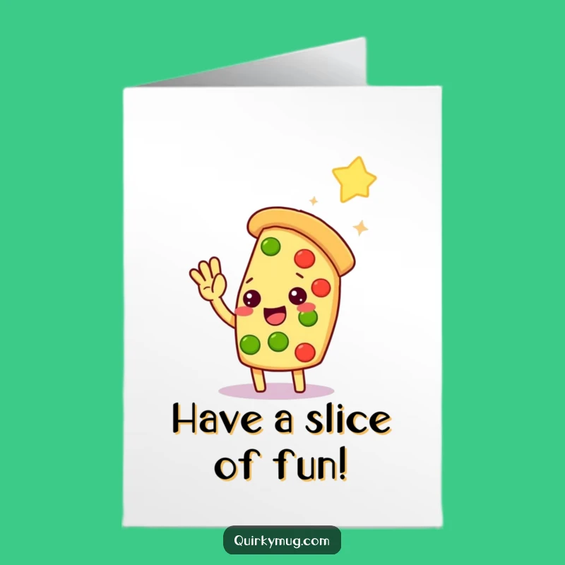 Free Printable Funny Birthday Card: Kawaii Pizza Reaching for Stars Gift