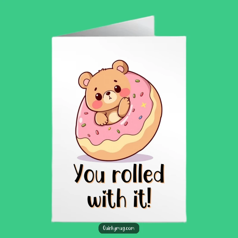 Free Printable Congrats Card: Funny Bear Donut Surprise for Big Wins Downloadable