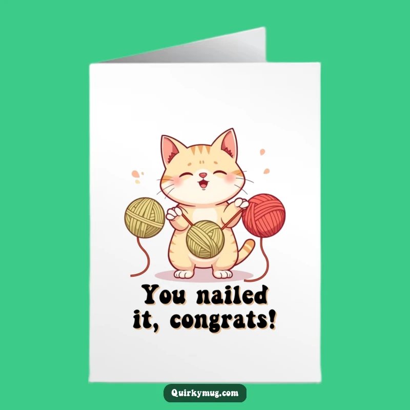 Free Printable Congrats Card: Juggling Cat Skill Funny Downloadable Gift