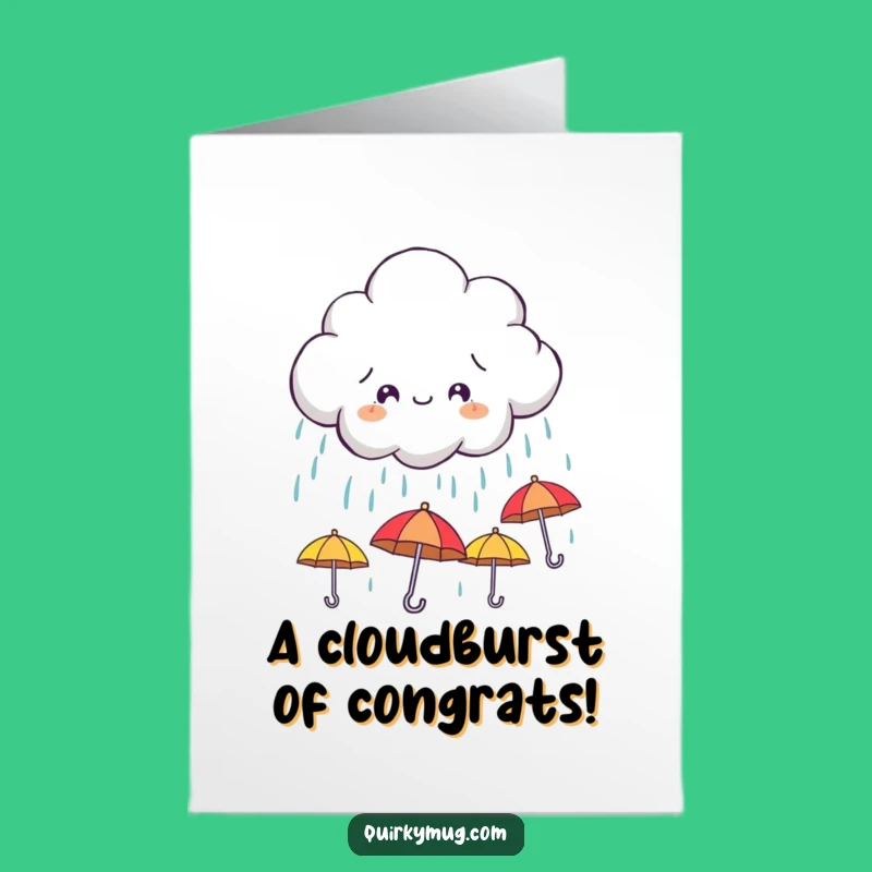 Free Printable Congrats Card: Umbrella Cloud - Celebrate with Cheerful Surprise Downloadable!