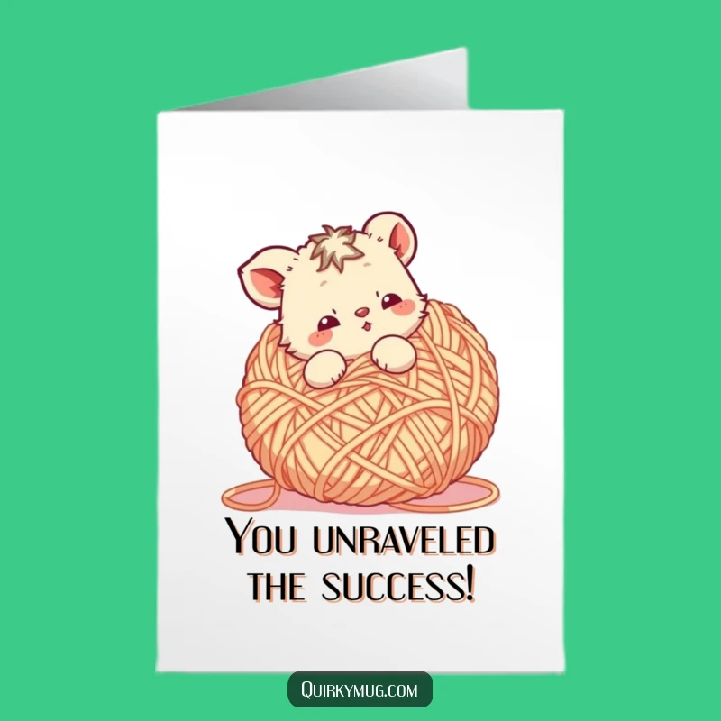 Free Printable Congrats Card: Yarn Monster Animal Success Humorous Downloadable
