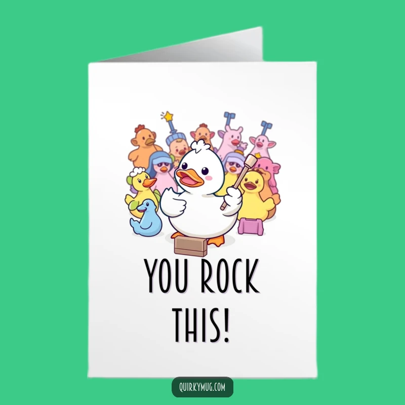 Free Printable Congratulations Card: Kawaii Duck Conductor's Success Gift
