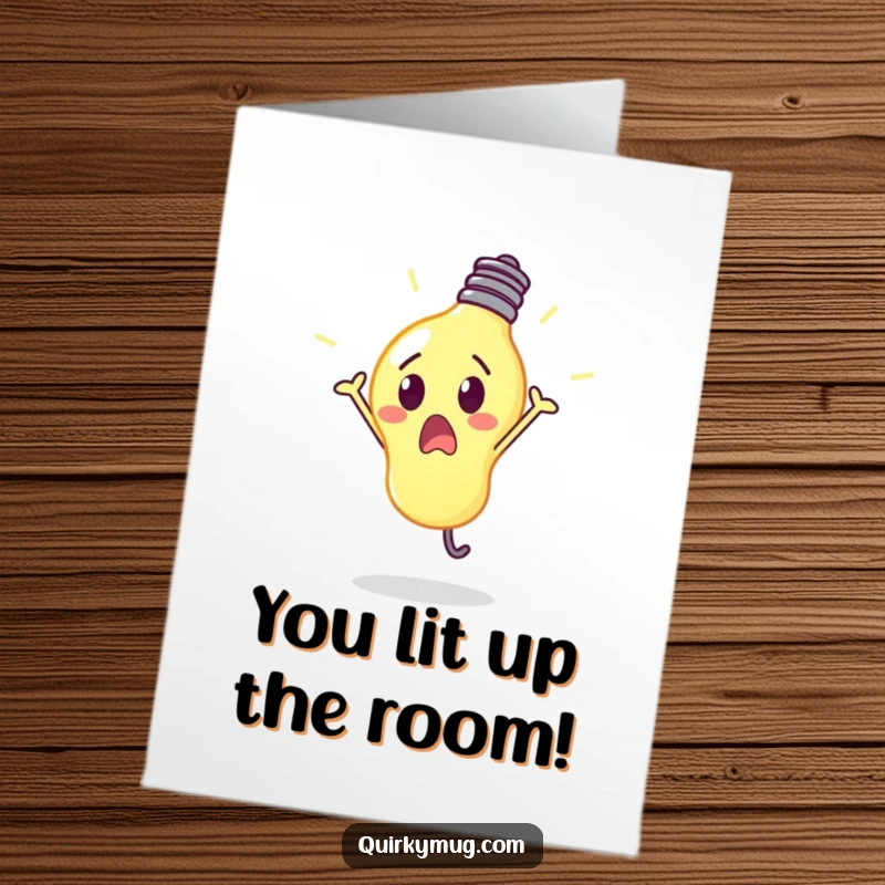 Funny Free Printable Lightbulb Congratulations Card: A surprised lightbulb does a bright cartwheel to celebrate.