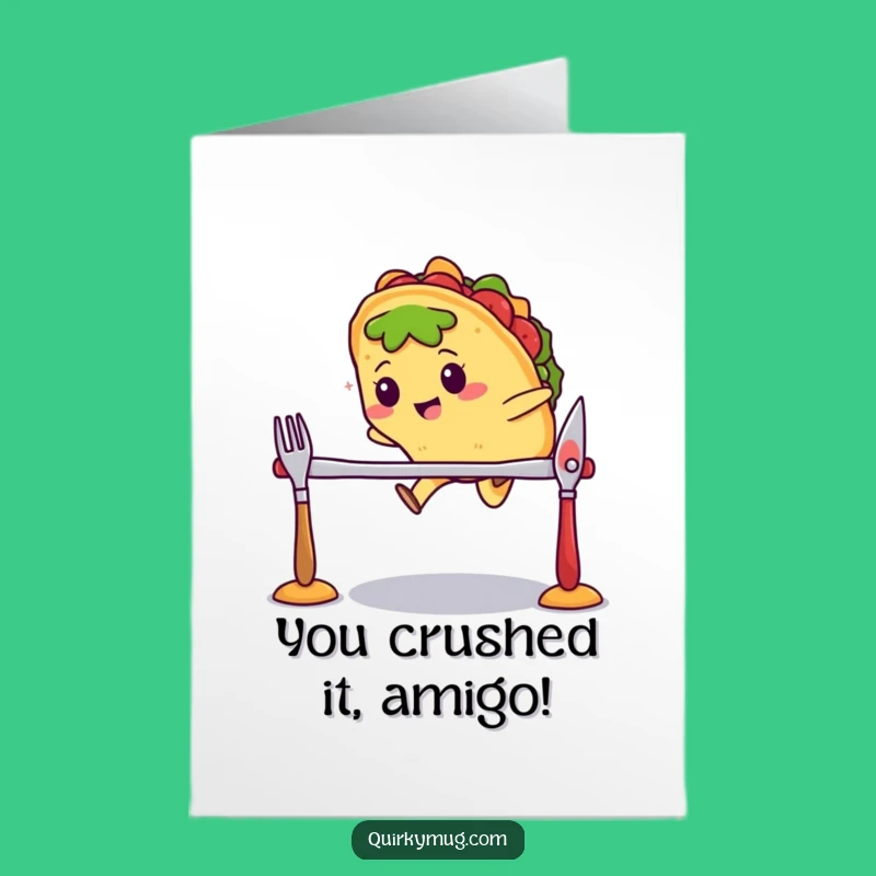 Free Printable Congrats Card: Taco Clears the Hurdle - Funny Downloadable Gift!