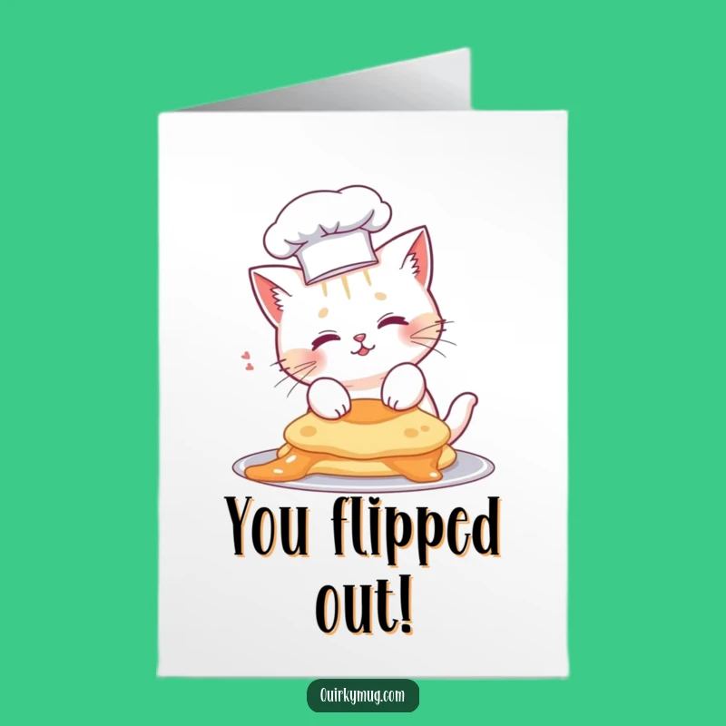 Free Printable Congratulations Card: Cat Chef's Pancake Surprise for Your Delicious Success