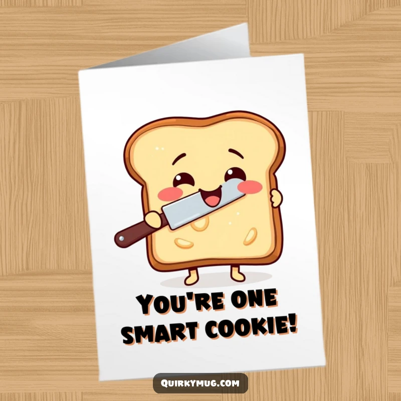Funny Free Printable Congratulations Card: A slice of toast happily butters itself with a rogue butter knife, a humorous win.