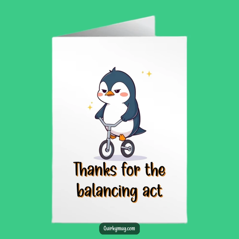 Free Printable Thank You Card: Funny Penguin's Effort Downloadable
