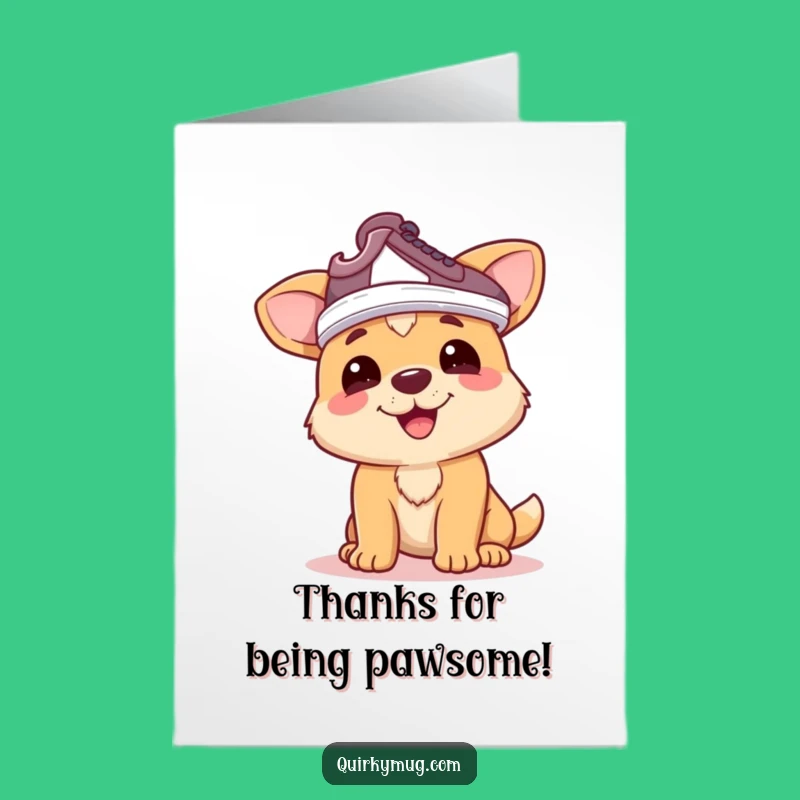 Free Printable Thank You Card: Funny Dog Shoe Hat Gratitude Downloadable