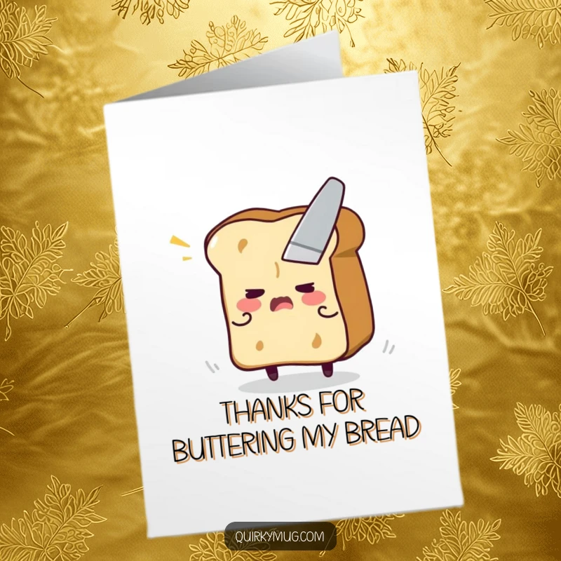 Funny Free Printable Thank You Card: A piece of toast hilariously evades a butter knife, a quirky thank you.