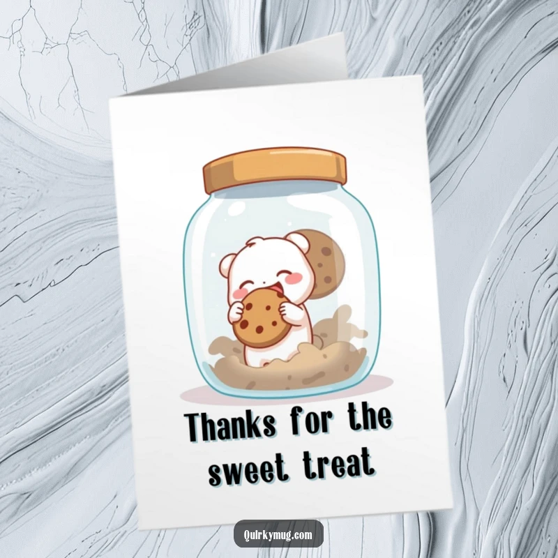Funny Free Printable Thank You Card: A creature offers a stolen cookie with a thankful, cheeky grin.