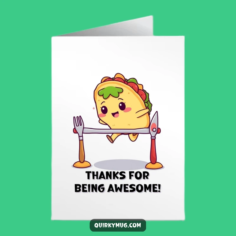 Zesty Free Printable Thank You Card: Taco's Cutlery Leap - Downloadable Gift!