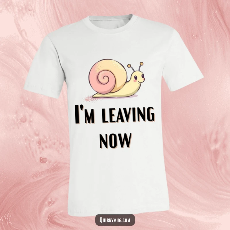 Funny T-Shirt with a joyful snail character leaving a whimsical glitter trail, perfect for spreading good vibes.
