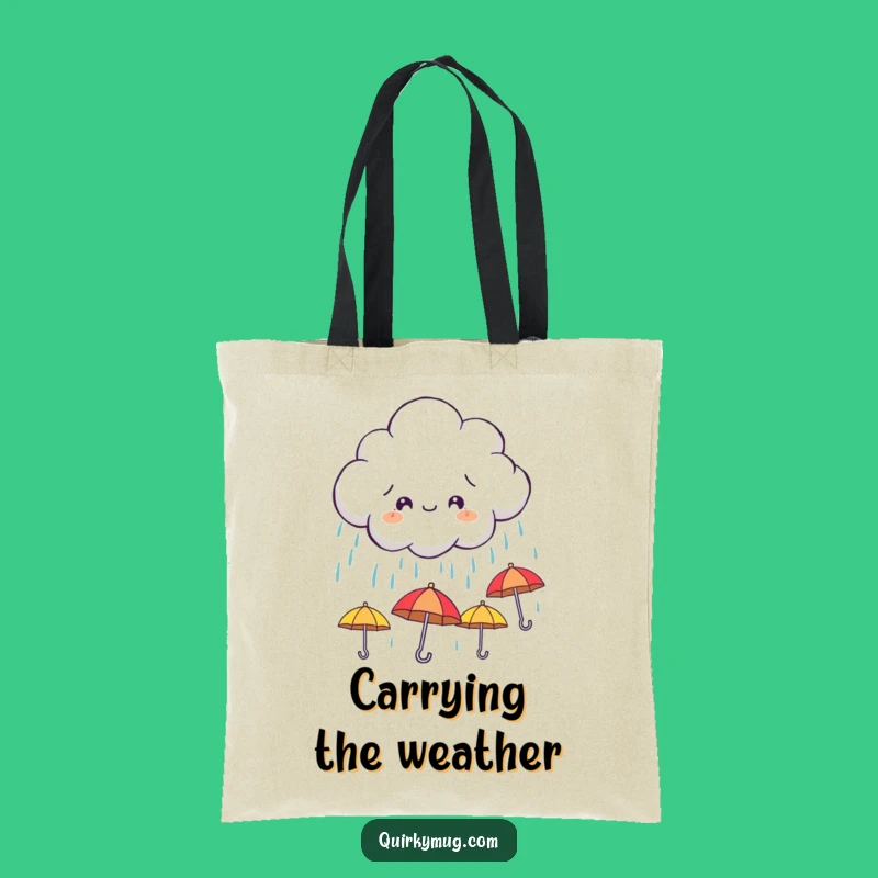 Funny Cloud Umbrella Tote Bag - Mischievous Rain Carry-All
