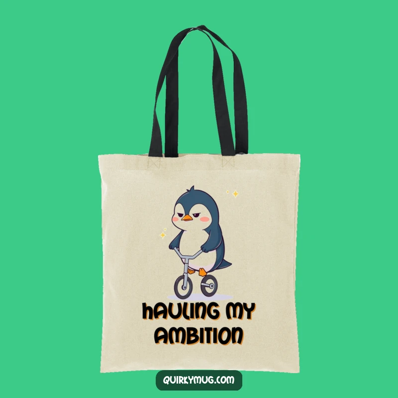 Funny Penguin Unicycle Tote Bag: Carry Your Grit, Great Gift for Cyclists