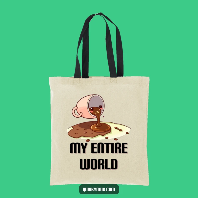 Funny Kawaii Coffee Spill Tote Bag - Chic Minimalist Humor