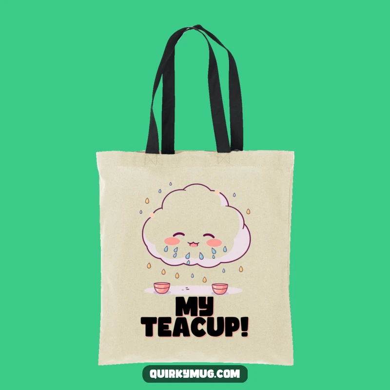 Funny Kawaii Cloud Teacup Rain Tote Bag: A Hilarious Gift for Tea Time